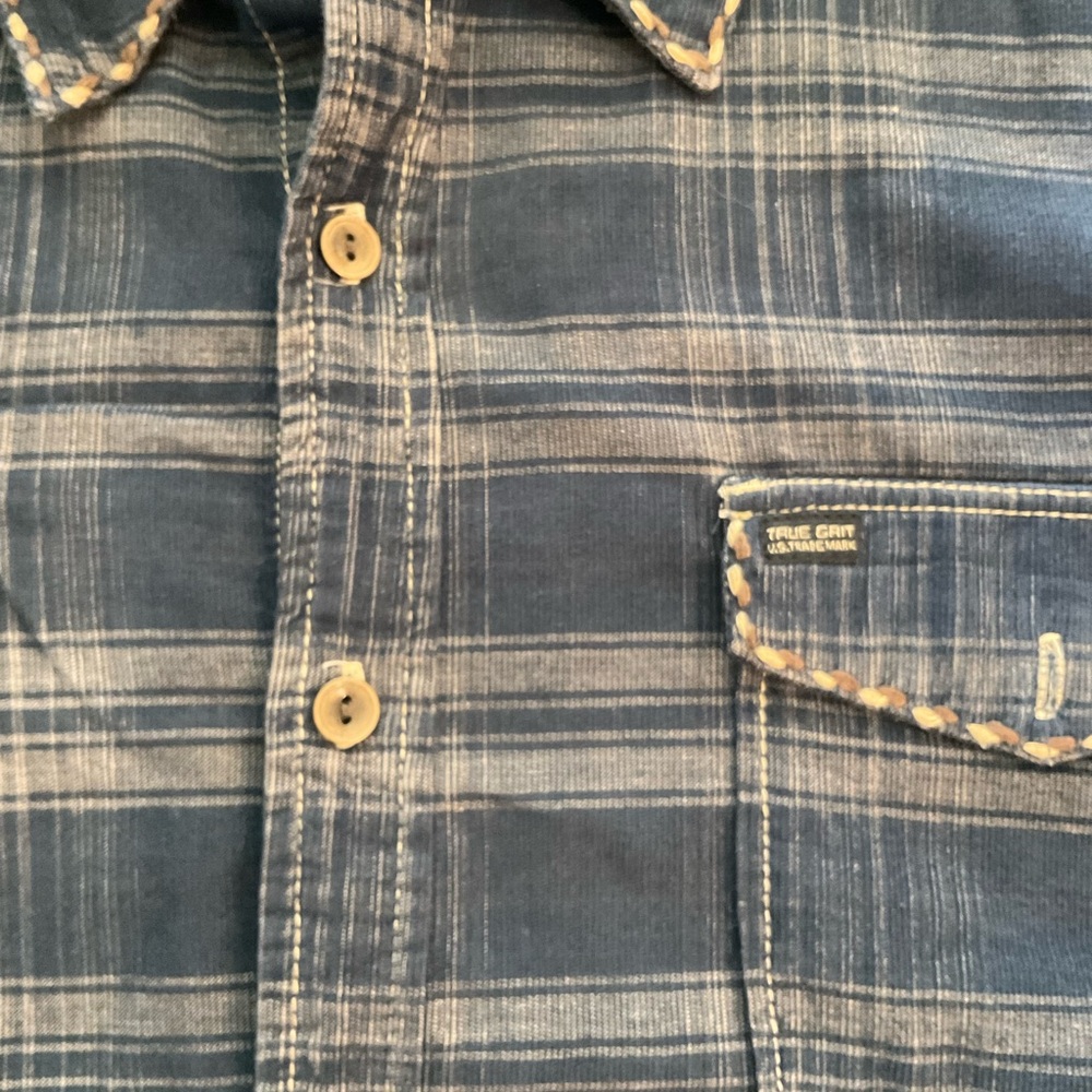 True Grit Navy Plaid Button Down Shirt - Picture 8 of 11